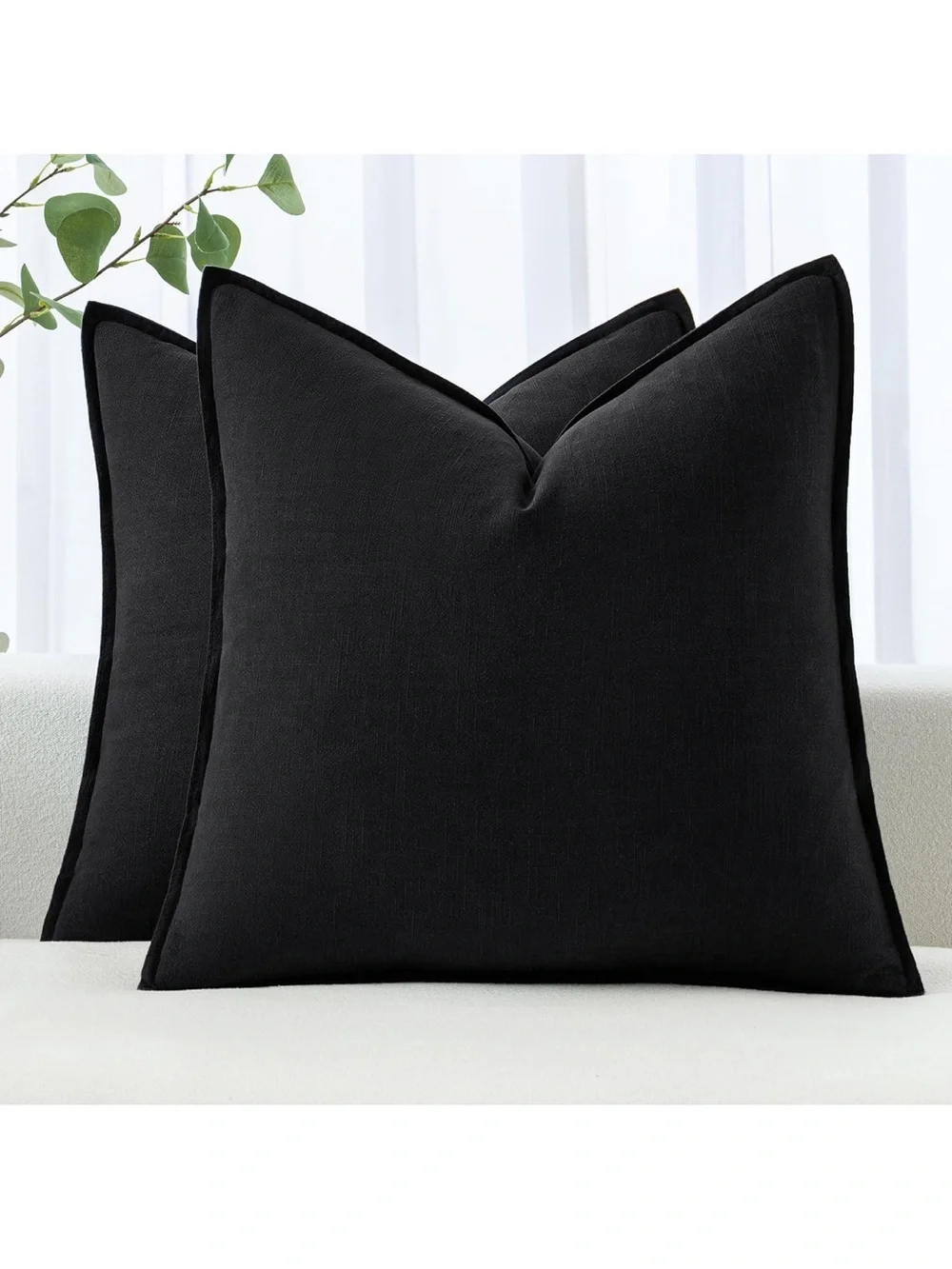 MIULEE Decorative Linen Euro Sham Pillow Covers 24x24 (2)-1066/bb8-1